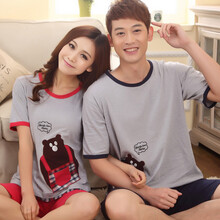 <em>情侣睡衣</em> 100%纯棉短袖<em>短裤</em>男女士睡衣休闲家