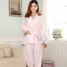 <em>芬</em>妃莱 <em>纯棉女士</em>三件套<em>睡衣</em>秋装长袖家居服套