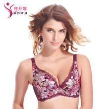 内衣小胸深V性感蕾丝刺绣调整型中厚聚拢<em>文胸</em>
