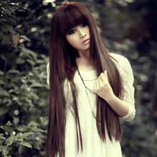 小苏妞 假发 修脸新款<em>长直</em>梨花头女假发可卷平