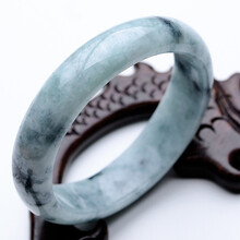 特价Z3498果敢翡翠 59.3福气安康飘花翡翠手镯