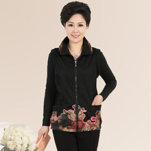 棒约美2014秋装<em>中老年</em>女装新款印花<em>中长马夹</em>