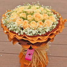 毕业礼物<em>女友生日送花</em>爱情鲜花33朵香槟玫瑰