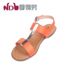 2014夏季新款真皮糖果色条纹平底<em>矮跟</em>罗马女