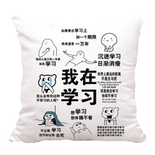 我爱学习抱枕沉迷学习表情包靠垫动漫搞笑装逼利器学生送礼品 学习