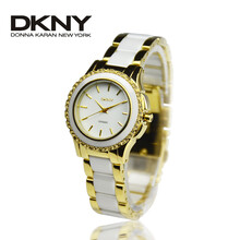 唐可娜儿<em>DKNY</em>手表 时尚精钢<em>陶瓷</em>石英<em>女表</em> 玫