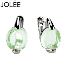 JOLEE 耳钉 天然绿水晶耳环S925银时尚韩版简约耳饰品耳坠送女生礼物