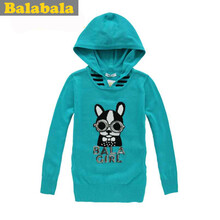 巴拉巴拉balabala秋季新款<em>女童</em>连帽薄<em>毛衣</em>220