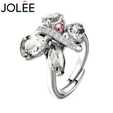 JOLEE 戒指 天然白水晶S925银均码指环婚纱晚礼服配饰品送女生礼物