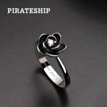 海盗船银饰（pirateship）戒指 女S925银戒指复古玫瑰花戒指 欧美个性时尚花形指环银饰品 5号 内圈长约50mm