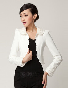 2013品质女装长袖蕾丝<em>春秋</em>小<em>外套韩版</em>修身白