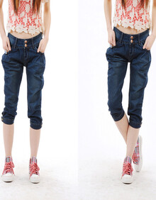 伊世纪2014夏季新款韩版哈伦裤<em>马裤格格</em>牛仔