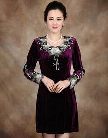 2014新款<em>春秋</em>装中老年妈妈<em>裙子</em> 修身<em>韩版</em>中年