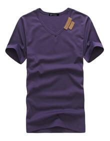 货到付款2014夏装新款领口贴布纯棉百搭V领男