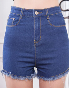 帛徽2014夏季韩版<em>高腰短裤</em>毛边弹力<em>女牛仔</em>热