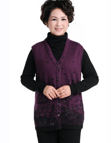 伊绒奇 <em>中老年马甲女春秋</em> 老年人女装坎肩V领