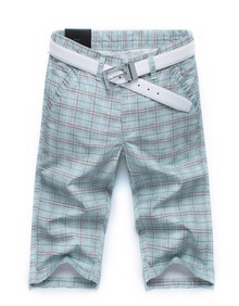 <em>衣舍</em>坊 2014夏季新款男士休闲中裤 格纹<em>纯棉</em>修