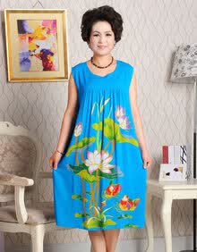 中老年女装<em>连衣裙</em>睡裙<em>睡衣</em>宽松妈妈装老年人造