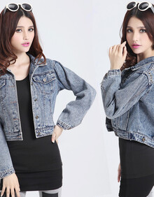 蛮<em>女孩</em>牛仔精品2013短<em>外套</em> 复古 机车 夹克 铆