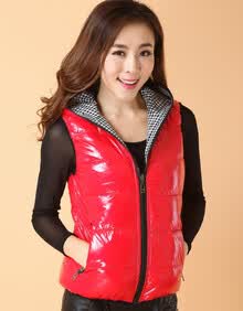 韩阁丽姿秋冬新款女士亮面<em>双面穿马甲</em>韩版时尚