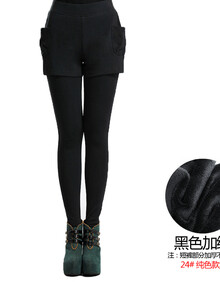 懒文化<em>短裤</em>假两件打底裤裙裤秋冬<em>女棉</em>加绒<em>靴裤</em>