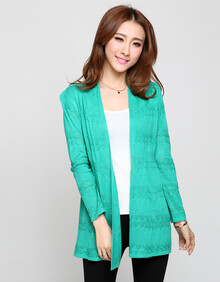 2014春夏新品韩版 <em>女长款</em>针织衫<em>薄开衫</em> 镂空修
