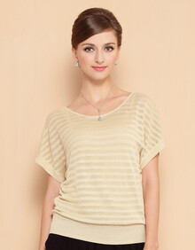 <em>凯撒kaiser女装</em> 桑蚕丝修身蝙蝠袖圆领女装针织