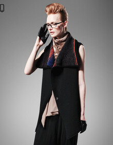 D3Q2013秋款新品翻领无袖<em>毛织马夹</em> <em>女士</em>毛衣