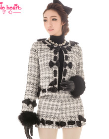 doubleheart2013<em>秋装</em>新款女装 <em>格子</em>毛呢短外套