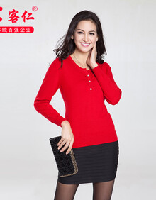 松客仁 女款 羊绒衫 圆领 羊毛衫 保暖 针织衫 休