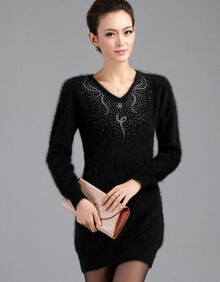 吉梅<em>中年</em>女装秋冬装套头<em>毛衣</em>中长款貂绒<em>打底衫</em>