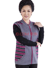 冬装中<em>老年</em>羊毛马甲女 妈妈拉链<em>开衫</em>羊绒马甲