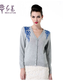 【雪莲<em>集团</em>】红莲羊绒<em>开衫</em>女装简约纯羊绒针织