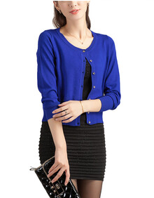 青春第八色 春装外套短款长袖<em>外搭针织</em>衫<em>女开</em>