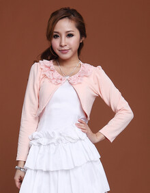 百搭长袖一粒扣雅致<em>小披肩开衫</em> <em>荷叶边</em>裙外搭