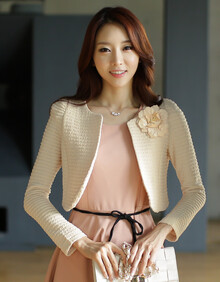 韩版优雅甜美百搭针织短<em>外套泡泡</em>袖<em>超短小外套</em>