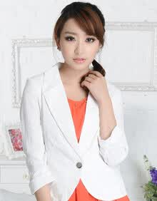 2014韩版秋款<em>女装</em>亚麻料<em>外套小西装</em> 修身高贵