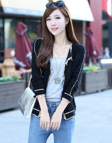 秋水恋歌 <em>货到付款</em>2013新款秋装金边小<em>开衫</em>针