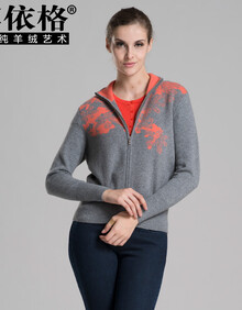 格 经典高领印花纯<em>羊绒</em>女卫衣 <em>立领羊绒开衫</em>1