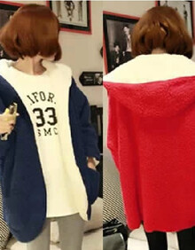 通勤6163抓绒帽子<em>开衫长款</em>长袖<em>卫衣</em>外套 韩版