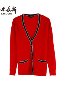 尔多斯新款羊绒衫女士纯羊绒V领杜福尔<em>设计</em>撞