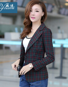 幽迷 2013<em>秋装上新 女</em>装格子小西服女韩版修身