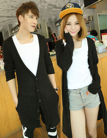 木堤 2014新款小清新情侣装<em>男式</em>中<em>长款针织开</em>