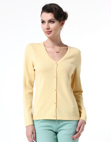 【雪莲<em>集团</em>】红莲春款<em>开衫</em>女款V领纯山羊绒 R