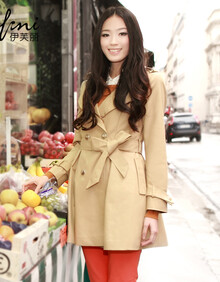 <em>伊芙丽</em> 2013秋冬装新款<em>女装风衣</em>修身<em>外套</em>女中