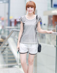 莉纱芙特 2014夏新款装<em>网纱</em>拼接 <em>短裤运动</em>休闲