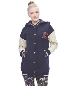 艾格春季ES中<em>长款</em>拼接<em>开衫卫衣</em>13033213640