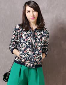 玻尔多维纳 2013<em>冬季</em>新品碎花<em>夹克</em> <em>女式</em>休闲外