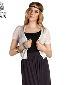 季候风2013新款夏装 <em>女装</em>短款 <em>针织开衫</em>短袖 簿