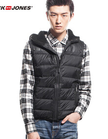 <em>JackJones杰克琼斯</em>羊毛针织连帽羊皮拼接羽绒